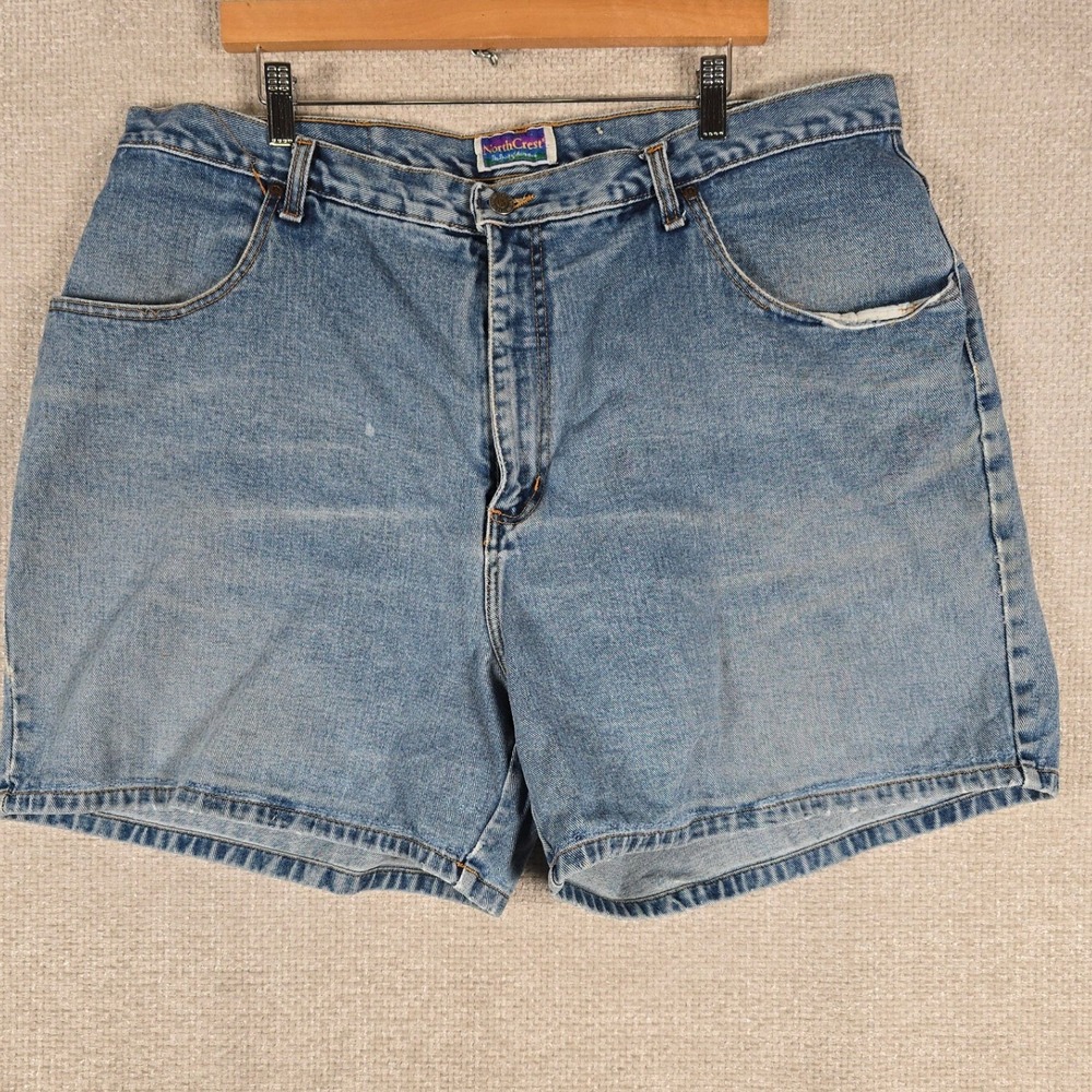 NorthCrest Womens Plus 22W Blue Denim Shorts High Rise 100% Cotton Medium Wash